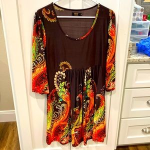 🌹2/$10 Brown, orange, green paisley tunic or dress